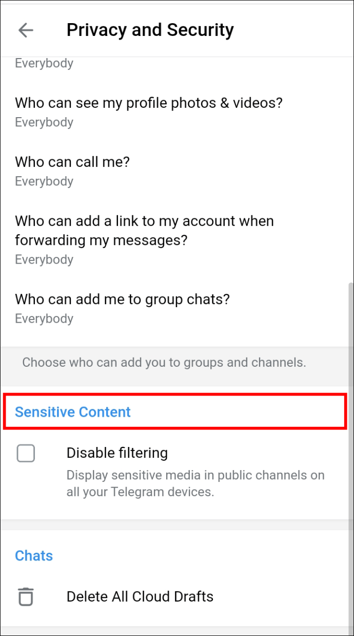 How to Disable Sensitive Content on Telegram